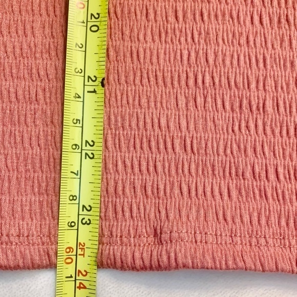 NWT Top XS Salmon Colored GibsonLook Waffled Crepe-like Fabric Asymmetrical Top - Picture 14 of 16